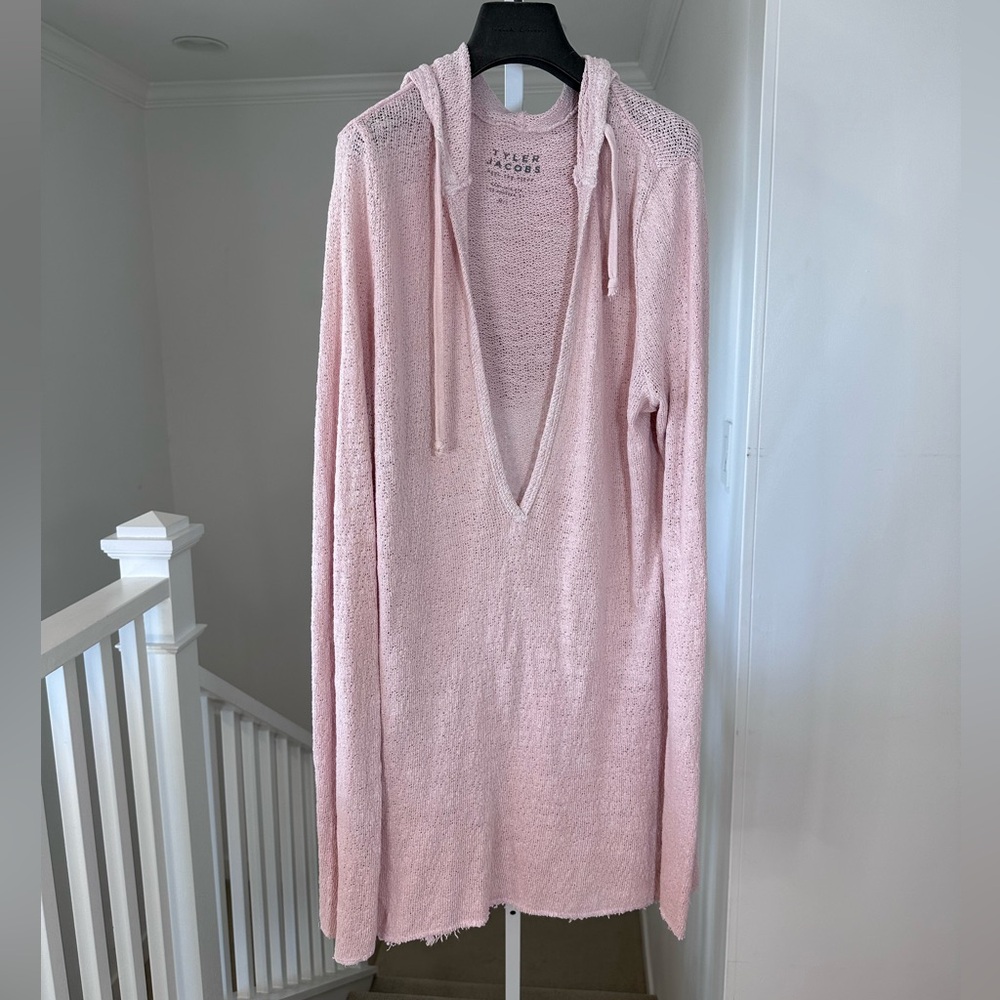 Like New Free People Knit Hoodie Lightweight Longline Sweater size M/L